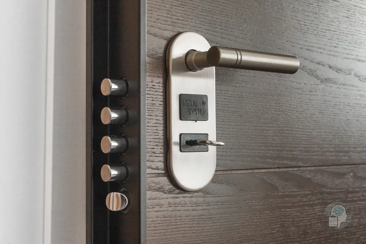 Cerradura de una puerta blindada con la llave puesta, otra de las cosas que se comprueban una y otra vez en el TOC de comprobación